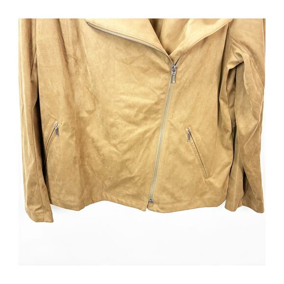J.Jill NWT Acorn Faux‑Suede Moto Zip Jacket Women XL Camel Brown - Picture 4 of 10